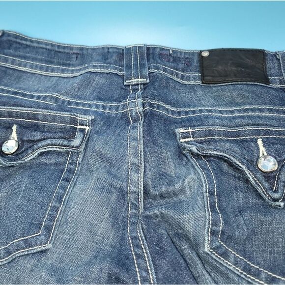 🔥Maurices Vigoss Rhinestone studded dark distressed jeans capri pants - Picture 7 of 11